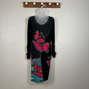 Aziza Butterfly Long Sleeve Dress No Size Tag